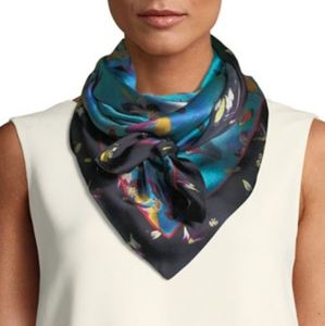 Lisa King London Primrose multi color silk scarf. 45"-45"